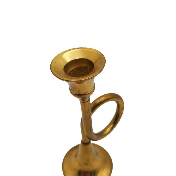 Brass Horn Candle Holder Trumpet Bugle Musical Instrument Home Decor Candlestick - Picture 6 of 6